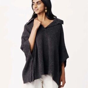 MERSEA Cambridge Collar Ponch Wool Mohair Chunky Sweater Gray